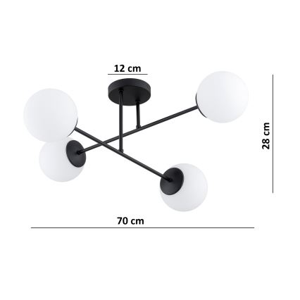 Brilagi - Lustre de tecto montado à superfície MILO 4xE27/60W/230V preto