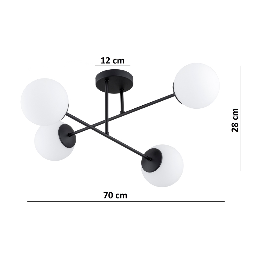 Brilagi - Lustre de tecto montado à superfície MILO 4xE27/60W/230V preto