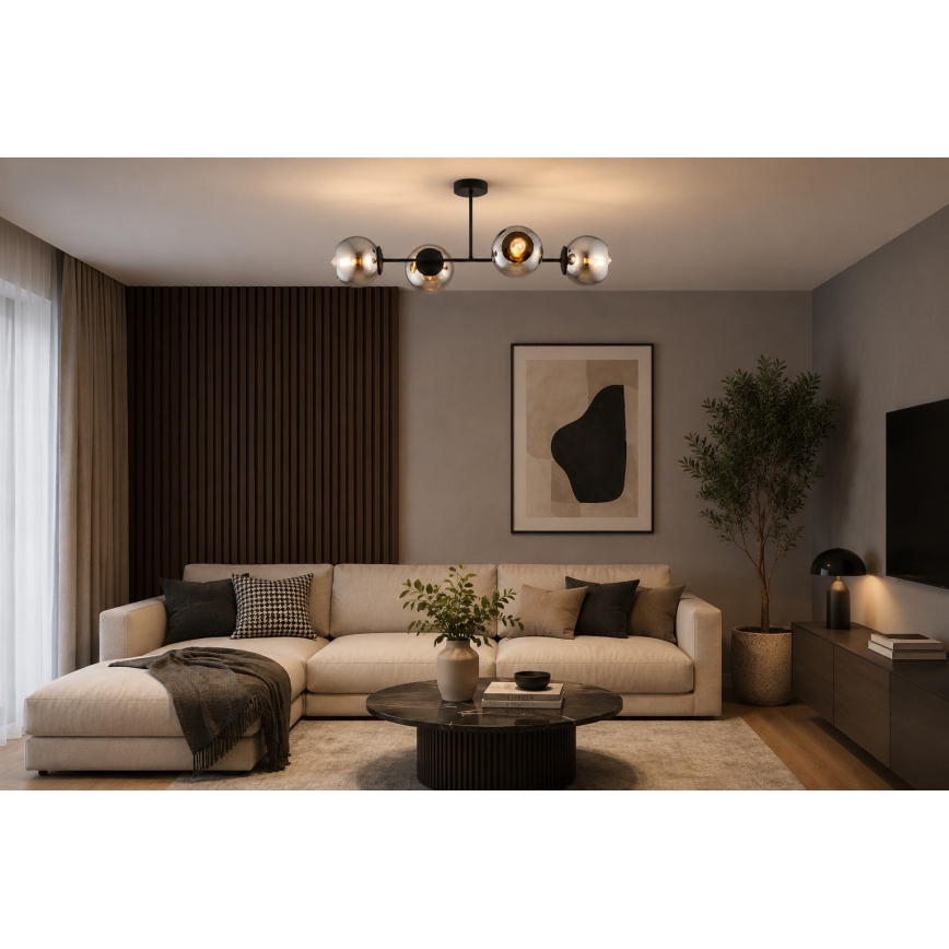 BRILAGI - Lustre de tecto sobreposto DIOR 4xE27/60W/230V preto/cinzento fumado