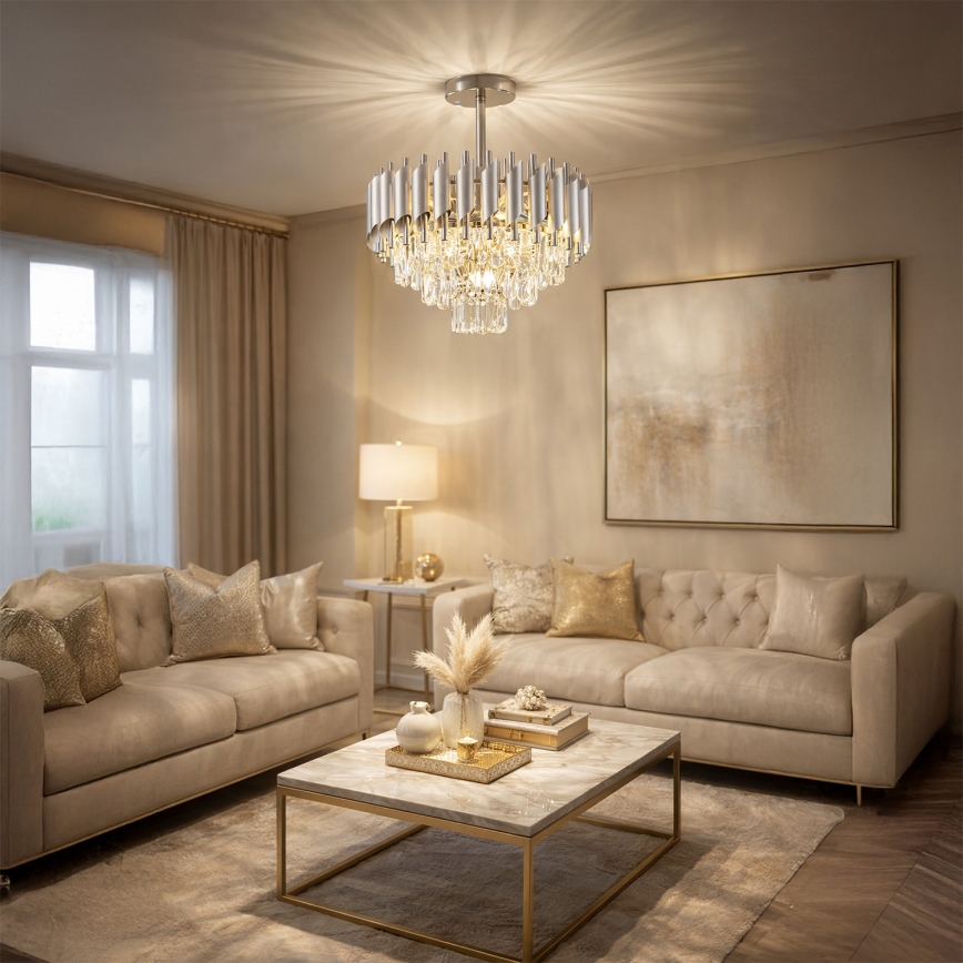 Brilagi - Lustre de tecto sobreposto ECLIPSE 5xE14/10W/230V diâmetro 38 cm prateado