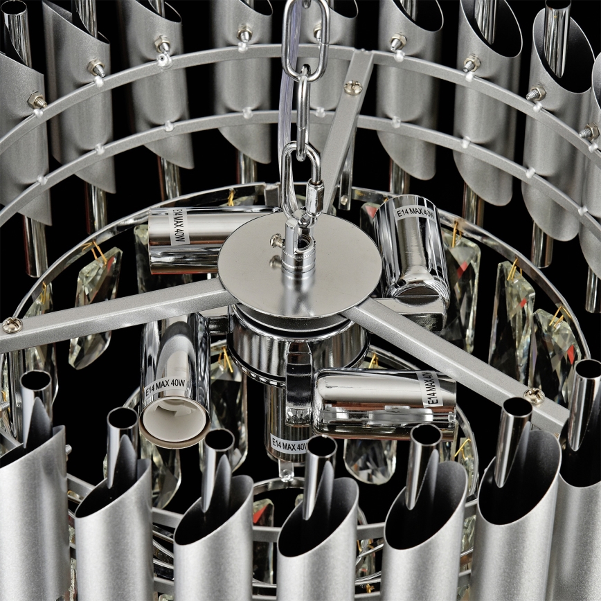 Brilagi - Lustre de tecto sobreposto ECLIPSE 5xE14/10W/230V diâmetro 38 cm prateado