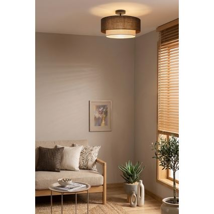 Brilagi - Lustre de Tecto Sobreposto LED BOHO ECO 1xE27/10W/230V Ø 40 cm castanho/creme