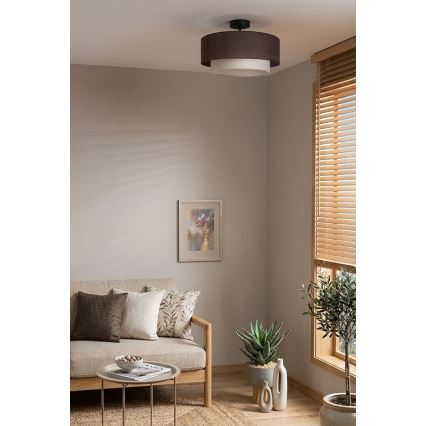 Brilagi - Lustre de Tecto Sobreposto LED BOHO ECO 1xE27/10W/230V Ø 40 cm castanho/creme