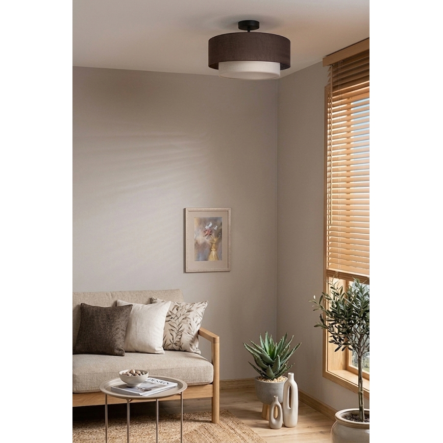 Brilagi - Lustre de Tecto Sobreposto LED BOHO ECO 1xE27/10W/230V Ø 40 cm castanho/creme