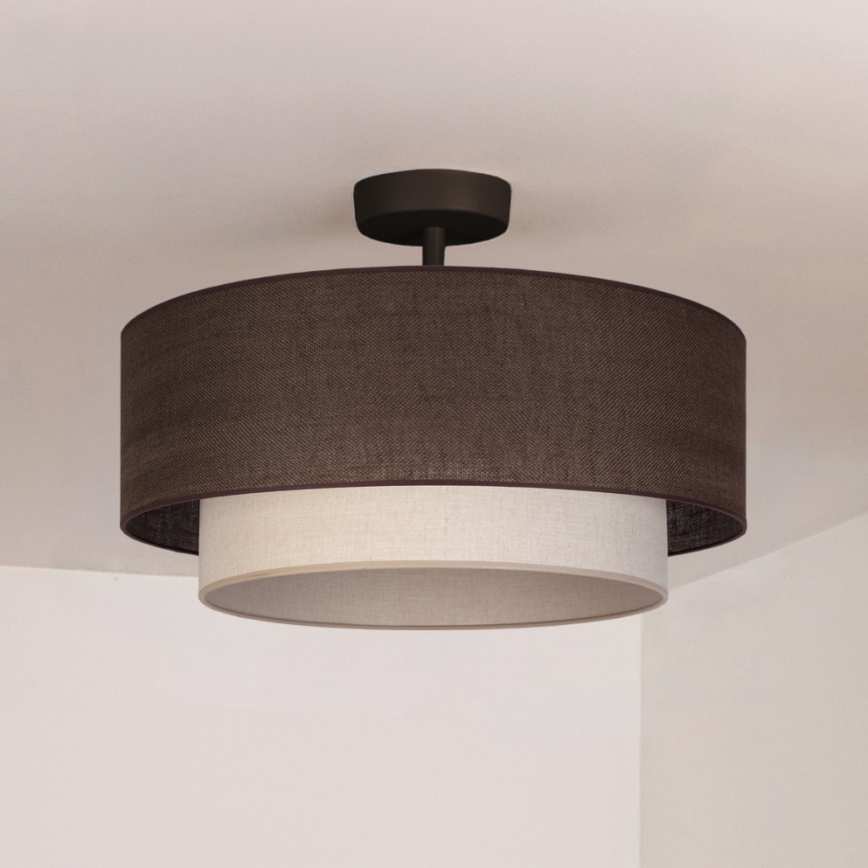 Brilagi - Lustre de Tecto Sobreposto LED BOHO ECO 1xE27/10W/230V Ø 40 cm castanho/creme