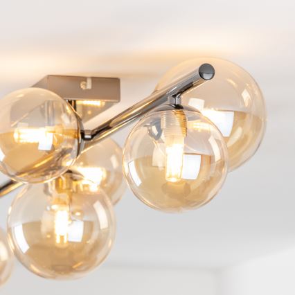 Brilagi - Lustre de tecto sobreposto LED MILLA 7xG9/3W/230V preto cromado/dourado