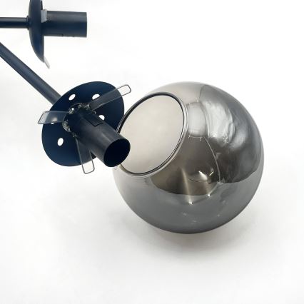 Brilagi - Lustre de tecto sobreposto MALIVA 6xE14/15W/230V preto/fumê