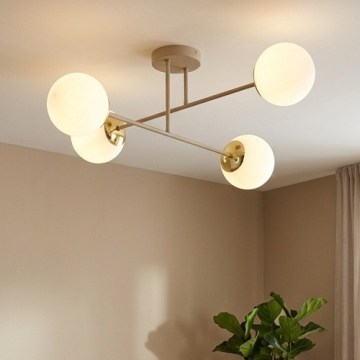 Brilagi - Lustre de teto aplicado MILO ECRU 4xE27/60W/230V bege/dourado