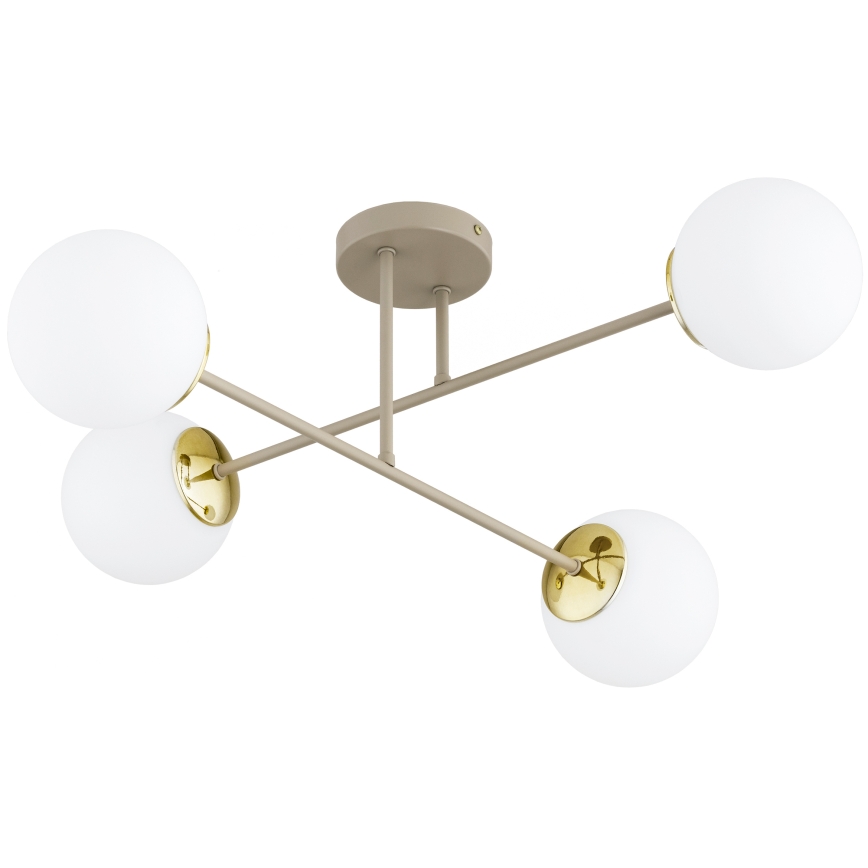 Brilagi - Lustre de teto aplicado MILO ECRU 4xE27/60W/230V bege/dourado