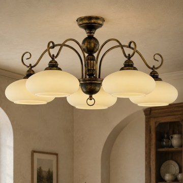 Brilagi - Lustre de teto de montagem em superfície MOLLERO 5xE27/15W/230V Ø 84 cm bronze com pátina