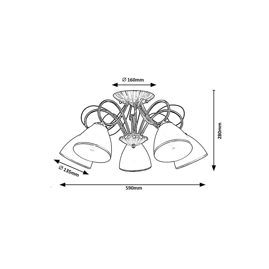 Brilagi - Lustre de teto de montagem superficial FRED 5xE27/60W/230V Ø 59 cm bronze