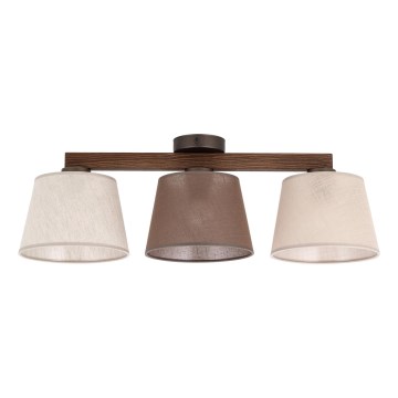 Brilagi - Lustre de teto de montagem superficial LATTE SABIA 3xE27/15W/230V pinho/misto