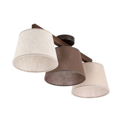 Brilagi - Lustre de teto de montagem superficial LATTE SABIA 3xE27/15W/230V pinho/misto