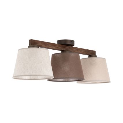 Brilagi - Lustre de teto de montagem superficial LATTE SABIA 3xE27/15W/230V pinho/misto