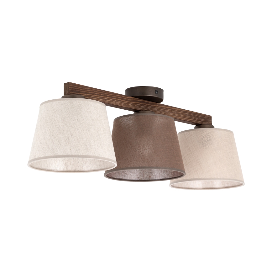 Brilagi - Lustre de teto de montagem superficial LATTE SABIA 3xE27/15W/230V pinho/misto