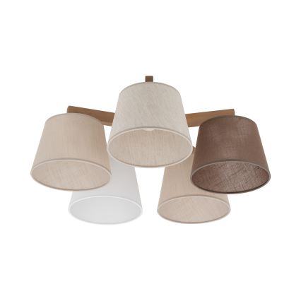 Brilagi - Lustre de teto de montagem superficial LATTE SABIA 5xE27/15W/230V pinho/mix