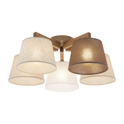 Brilagi - Lustre de teto de montagem superficial LATTE SABIA 5xE27/15W/230V pinho/mix