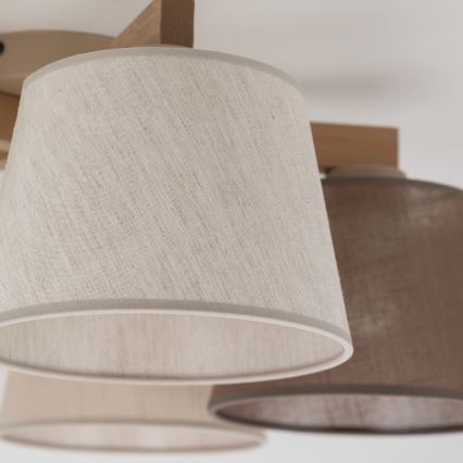 Brilagi - Lustre de teto de montagem superficial LATTE SABIA 5xE27/15W/230V pinho/mix