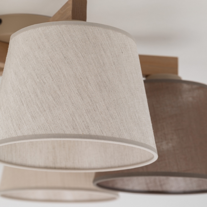 Brilagi - Lustre de teto de montagem superficial LATTE SABIA 5xE27/15W/230V pinho/mix