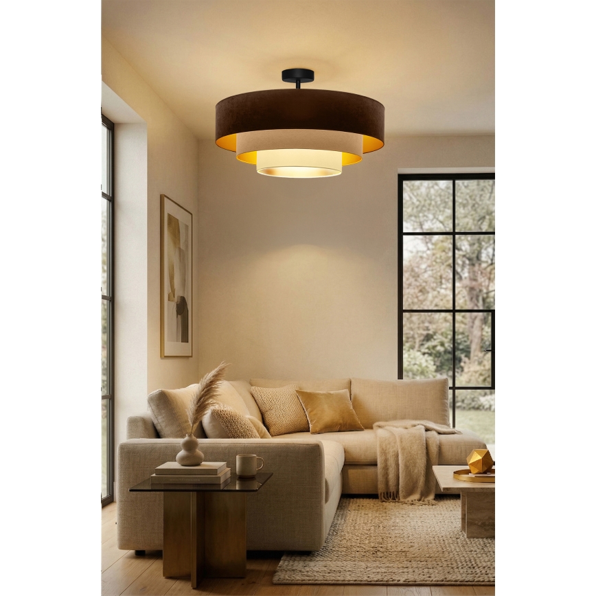 Brilagi - Lustre de teto de montagem superficial LUNETA 3xE27/60W/230V, diâmetro 80 cm, castanho/bege/creme