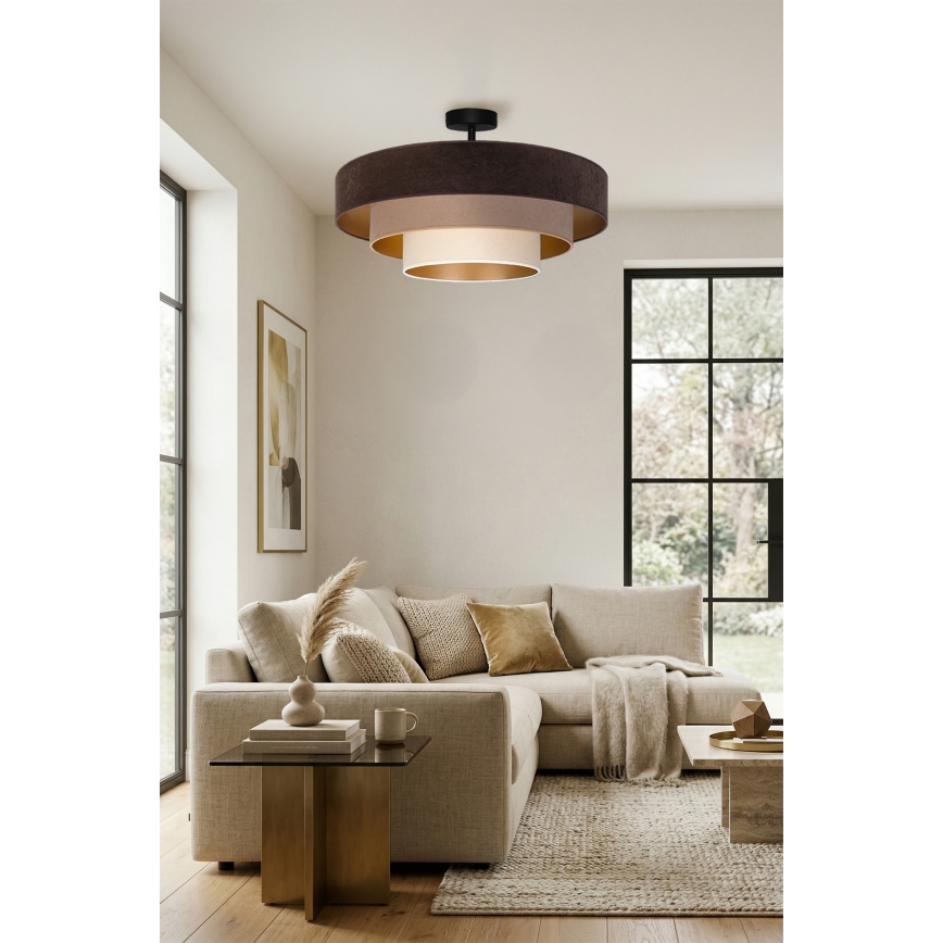 Brilagi - Lustre de teto de montagem superficial LUNETA 3xE27/60W/230V, diâmetro 80 cm, castanho/bege/creme