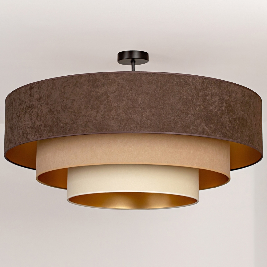 Brilagi - Lustre de teto de montagem superficial LUNETA 3xE27/60W/230V, diâmetro 80 cm, castanho/bege/creme