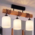 BRILAGI - Lustre de teto de montagem superficial WOOD GLASS 3xE27/60W/230V pinho/preto/branco