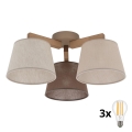 BRILAGI - Lustre de teto de sobrepor LED LATTE SABIA 3xE27/15W/230V pinho/misto