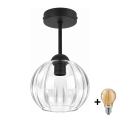 BRILAGI - Lustre de teto de sobrepor LED RETRO GLASS 1xE27/60W/230V Ø 18 cm preto/transparente