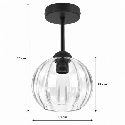 BRILAGI - Lustre de teto de sobrepor LED RETRO GLASS 1xE27/60W/230V Ø 18 cm preto/transparente