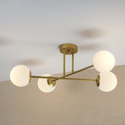 Brilagi - Lustre de teto de sobrepor MALIVA 4xE14/15W/230V dourado/branco