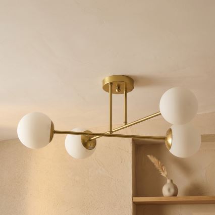 Brilagi - Lustre de teto de sobrepor MALIVA 4xE14/15W/230V dourado/branco