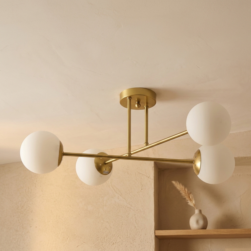 Brilagi - Lustre de teto de sobrepor MALIVA 4xE14/15W/230V dourado/branco