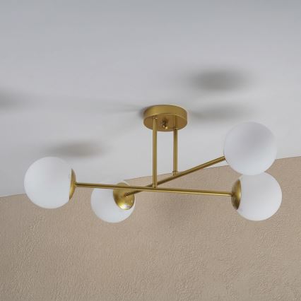 Brilagi - Lustre de teto de sobrepor MALIVA 4xE14/15W/230V dourado/branco