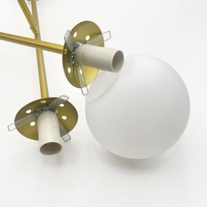 Brilagi - Lustre de teto de sobrepor MALIVA 4xE14/15W/230V dourado/branco