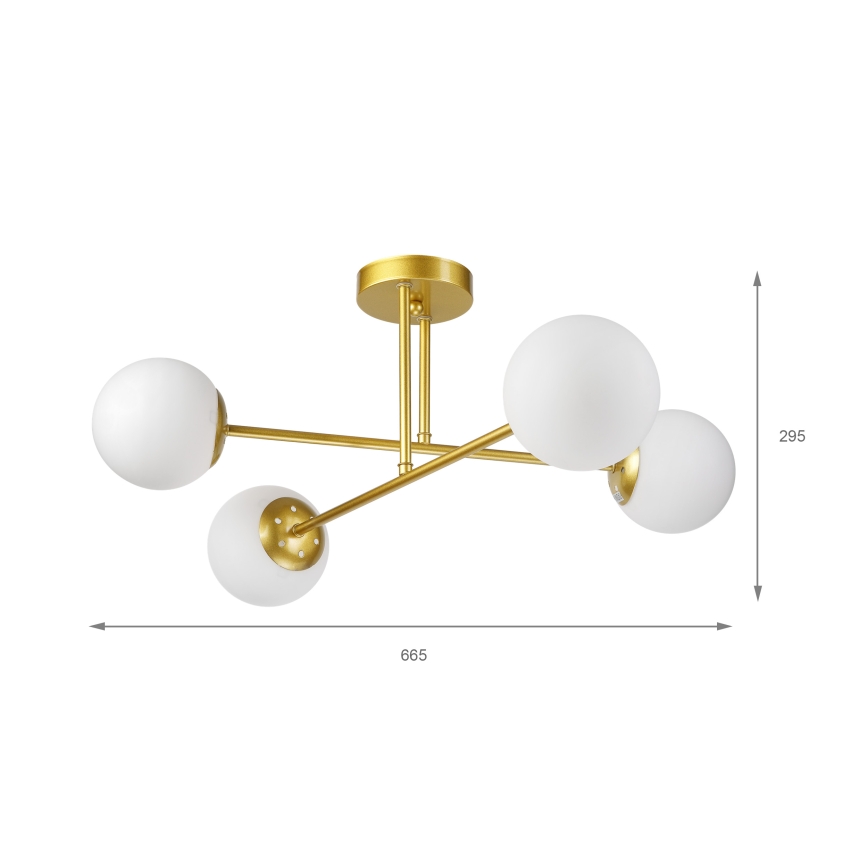 Brilagi - Lustre de teto de sobrepor MALIVA 4xE14/15W/230V dourado/branco