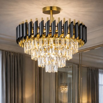 Brilagi - Lustre de teto de superfície ECLIPSE 7xE14/10W/230V Ø 48 cm preto/dourado