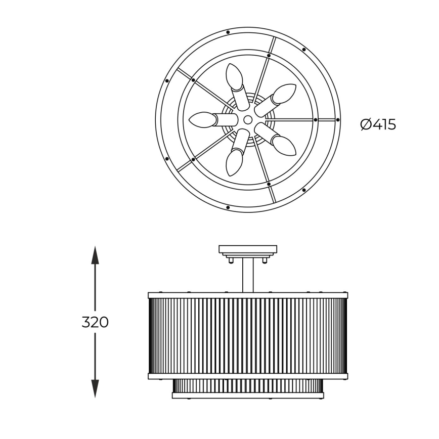 Brilagi - Lustre de teto de superfície RAMOS 5xE14/60W/230V dourado