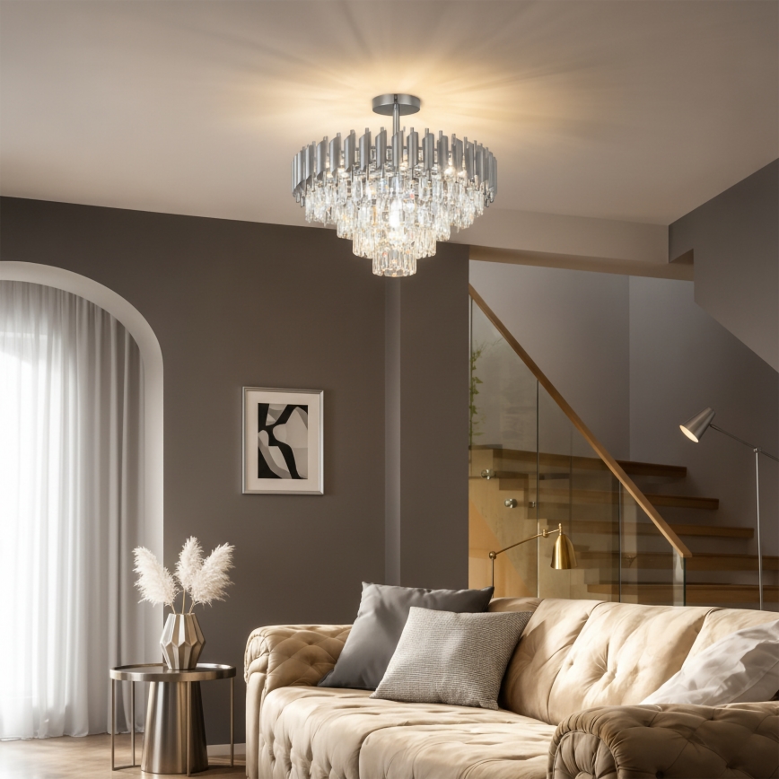 Brilagi - Lustre de teto ECLIPSE 7xE14/10W/230V Ø 48 cm prateado