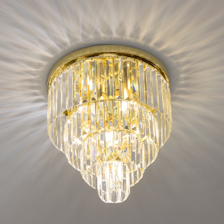Brilagi - Candeeiro de teto LED de cristal MOZART, 5x E14/40W/230V, diâmetro 40 cm, dourado