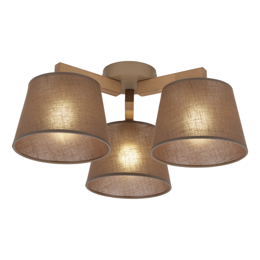 Brilagi - Lustre de teto fixo LATTE SABIA 3xE27/15W/230V pinho/castanho