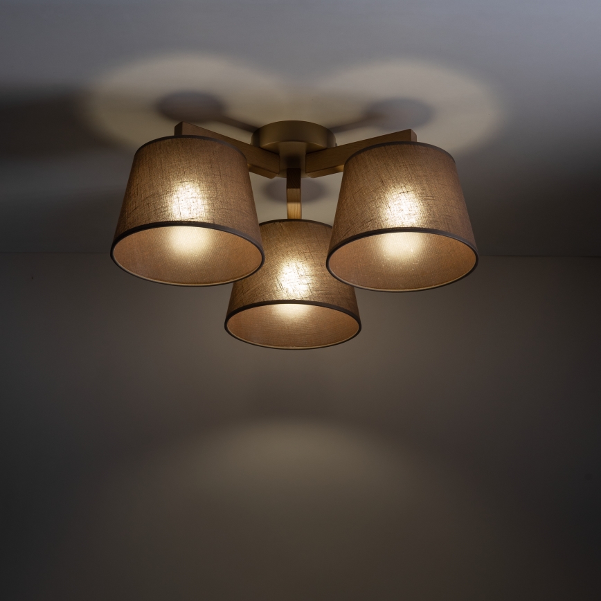 Brilagi - Lustre de teto fixo LATTE SABIA 3xE27/60W/230V pinho/castanho