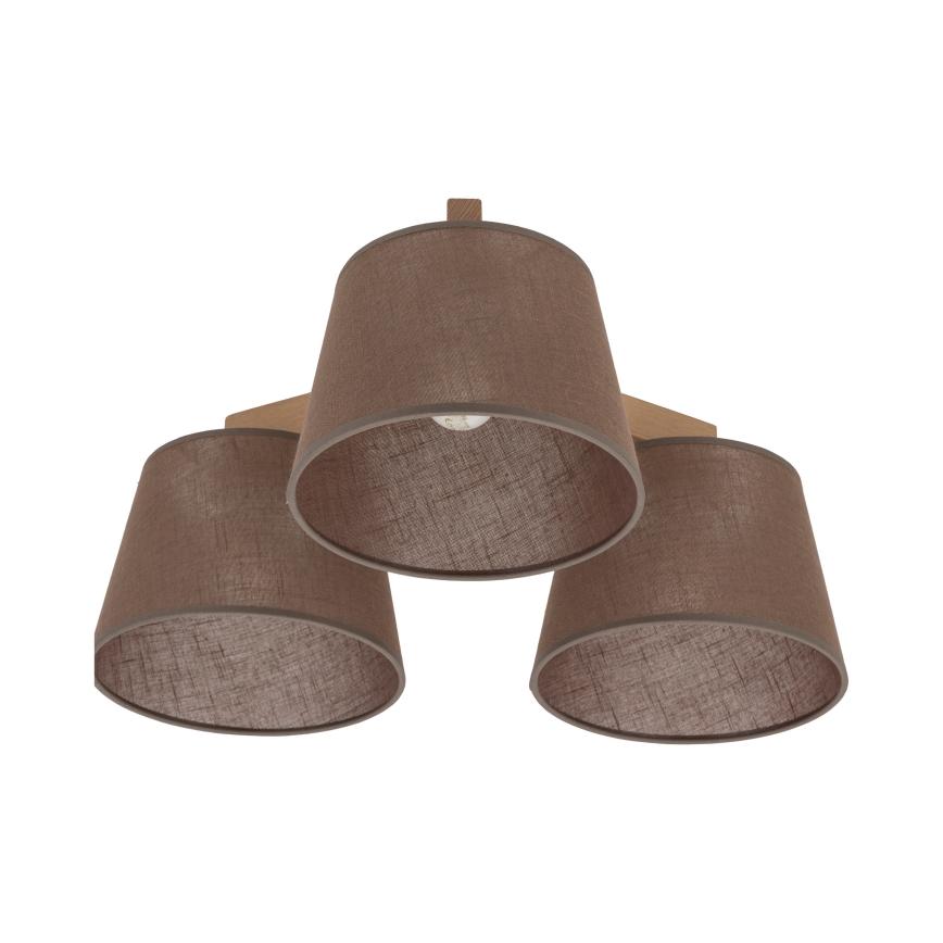 Brilagi - Lustre de teto fixo LATTE SABIA 3xE27/60W/230V pinho/castanho