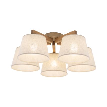 Brilagi - Lustre de teto fixo LATTE SABIA 5xE27/15W/230V pinho/creme