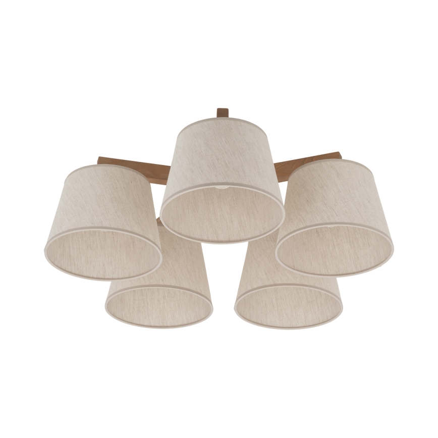 Brilagi - Lustre de teto fixo LATTE SABIA 5xE27/15W/230V pinho/creme