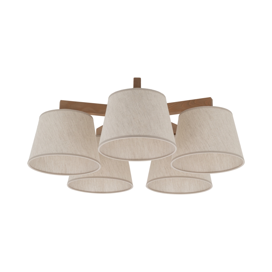 Brilagi - Lustre de teto fixo LATTE SABIA 5xE27/15W/230V pinho/creme