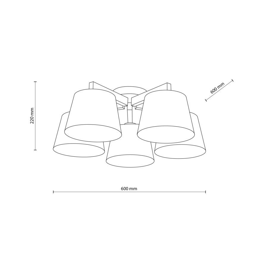 Brilagi - Lustre de teto fixo LATTE SABIA 5xE27/15W/230V pinho/creme