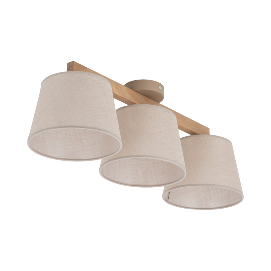 Brilagi - Lustre de teto LATTE SABIA 3xE27/15W/230V pinho/bege