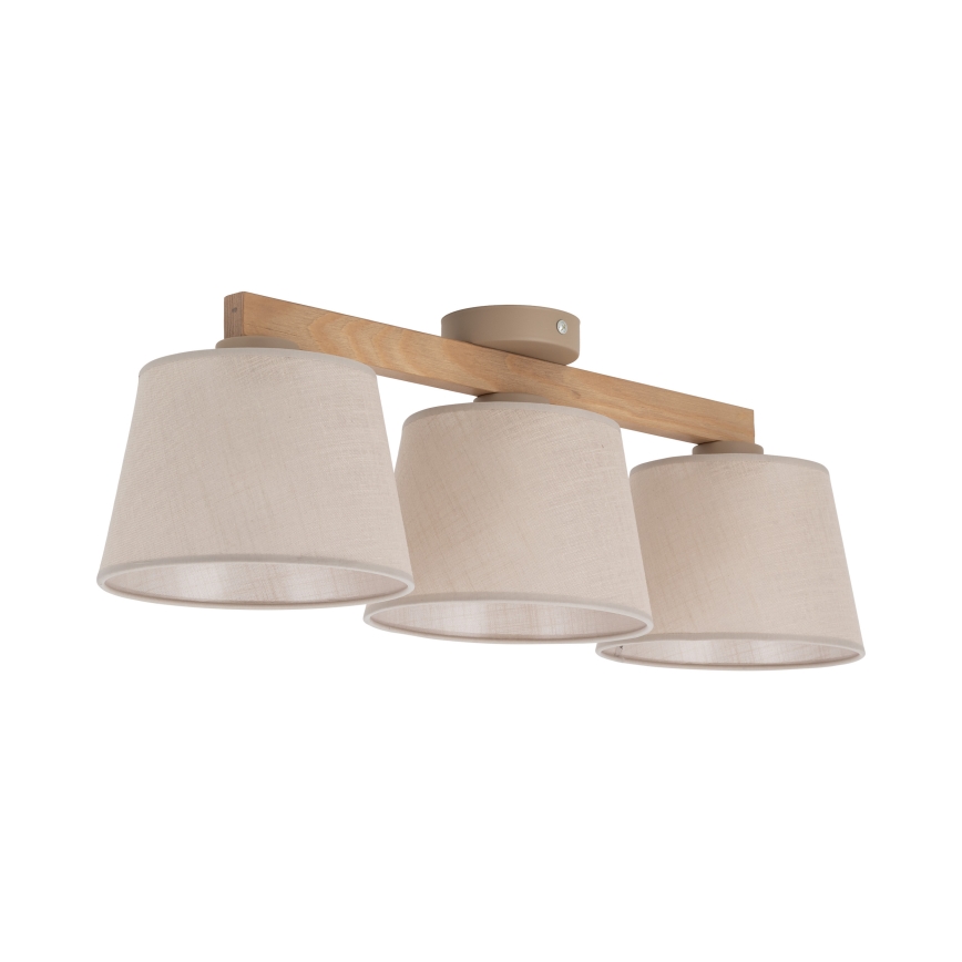 Brilagi - Lustre de teto LATTE SABIA 3xE27/15W/230V pinho/bege