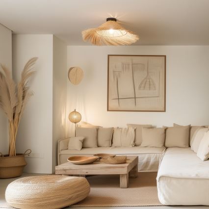 Brilagi - Lustre de teto LED CERIA BOHO 1xE27/40W/230V Ø 100 cm rattan